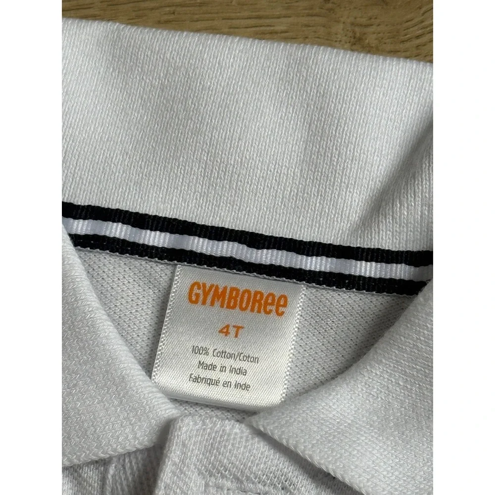 NWT Boys Kid Gymboree playproof uniforms nanotex short sleeve white polo size 4T